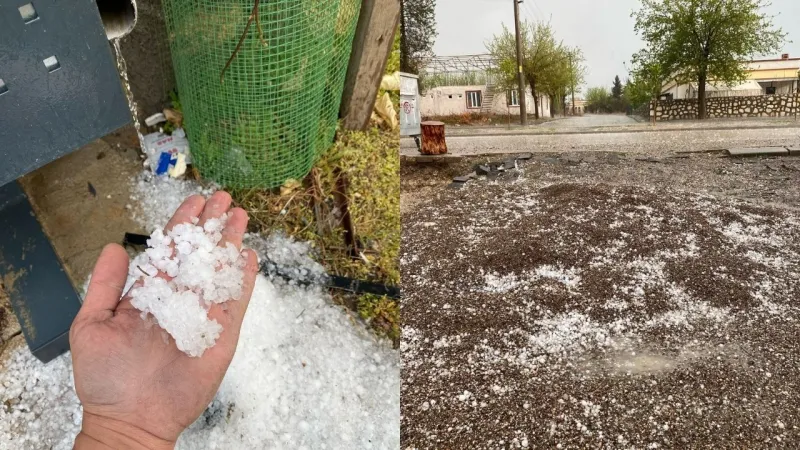 Adıyaman Samsat'ta Dolu Alarmı! Beyaz Örtü Şaşkınlık Yarattı