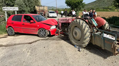 İzmir'de Feci Kaza! Traktör ve Otomobil Çarpıştı: Yaralılar Var!