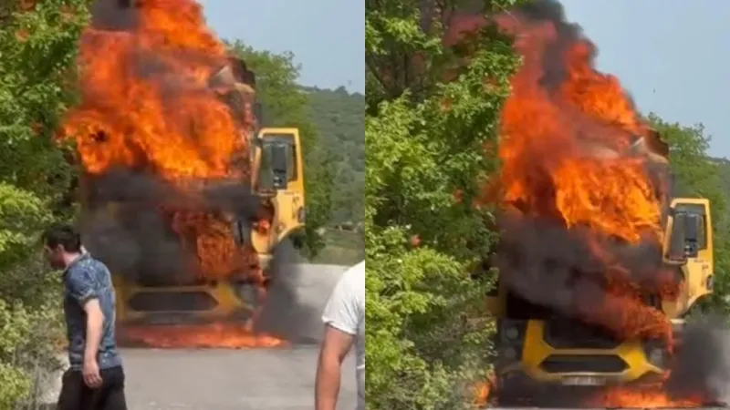 Kocaeli'de Tır Alev Alev Yandı! İşte O Anlar